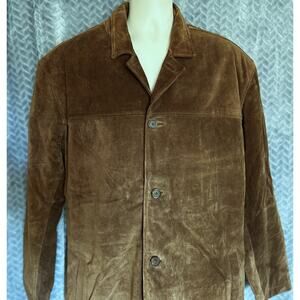 Vintage Suede Coat  Brown Size Large with Quilted Lining 90s Y2K Rugged Retro